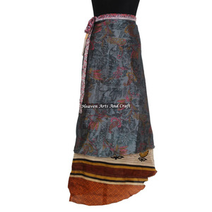 Cover up Wear Vintage Silk Magic 38 <b>Wrap</b> <b>Skirt</b> Halter Tube Dress 2 Layer Reversible Magic Silk Saris <b>Wrap</b> Long <b>Skirt</b> Silk Long - Product Image 5