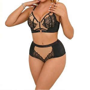 Ensemble de lingerie sexy en maille noire pour femme, soutien-gorge et porte-jarretelles, lingerie de luxe, fabricant de lingerie sexy pour femme - Product Image 5