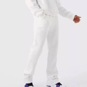 Conjunto Deportivo para Hombre con Capucha, Color Blanco, Sudadera y Pantalones Largos de Color Sólido, con Bolsillos Laterales, Transpirable, de Algodón, para Otoño - Product Image 4
