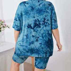 Ensemble short et haut en coton doux tie-dye, tenue d'été légère, coupe décontractée tendance, séchage rapide, ensemble d'été pour femme - Product Image 5