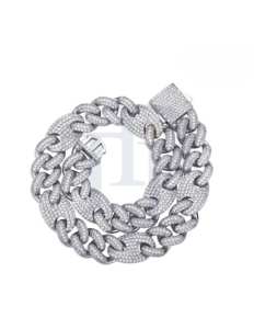 Chaîne cubaine tendance personnalisée en argent sterling avec moissanite ou diamants de laboratoire, en or 10K ou 14K - Product Image 2