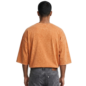 Orange Wash Oversized T-Shirt Men's Half Sleeve Washed Tee Men Drop Shoulder Summer Style Washed <b>TShirt</b> Mens - Product Image 4