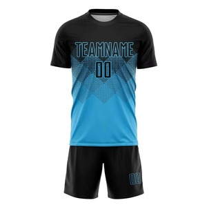 Conjunto de Uniforme de Fútbol Sublimado Personalizado para Hombre, Degradado Negro y Azul, Nombre del Equipo 00, Uniforme de Poliéster que Absorbe la Humedad - Product Image 1