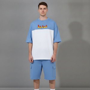 T-shirt et short pour homme en jersey 100% coton de haute qualité, imprimé, écologique, respirant, streetwear, grande taille, été - Product Image 4
