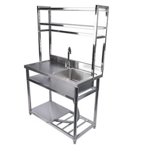 Lavello da Cucina Commerciale in Acciaio Inossidabile a Vasca Singola da 39,4 pollici, per Garage e Uso Industriale, con Piattaforma Sinistra, Fabbricazione Commerciale in Acciaio - Product Image 5
