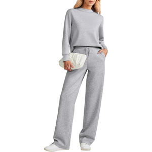 Premium <b>Women</b> Tracksuit <b>Set</b> Heavy <b>Weight</b> Gray Full Sleeve Crew Neck Sweatshirt And Jogger Bottoms <b>Women</b> Tracksuit <b>Set</b> - Product Image 6
