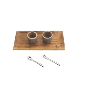 Plateau de service en bois d'acacia naturel, plateau décoratif artisanal en bois, plateaux de service décoratifs en bois pour mariage, hôtel, maison - Product Image 6
