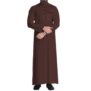 Thobe Ropa islámica Hombres Rob Jubbah Thobe Vestido islámico Daffah Parche de bolsillo en el pecho personalizado Vestido de oración Thobe para hombres - Product Image 2