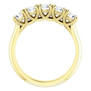 Bague de Fiançailles et de Mariage Classique Cinq Pierres en Moissanite Taillée, en Argent Sterling 925 Plaqué Or, Empilable, pour Anniversaire, pour Femme - Product Image 4