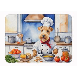 Lakeland Terrier Chef Tapis de cuisine en mousse à mémoire de forme Lavable en machine Coussin anti-fatigue Tapis de bain confortable Pouf élégant pour la cuisine - Product Image 1