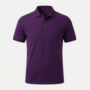 Men's <b>Purple</b> Short Sleeve Pique <b>Polo</b> <b>Shirt</b> Casual Solid Knitted Regular Fit Button Design - Product Image 1