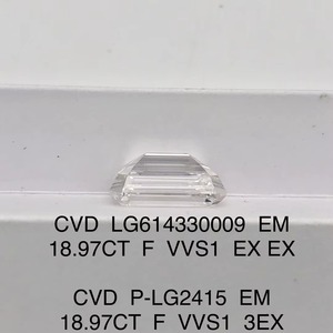 Diamants de laboratoire CVD polis taille émeraude, diamant non monté 18,97 carats F VVS1, diamants de laboratoire pour bijoux - Product Image 2