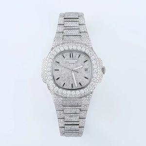 Reloj Clásico de Moissanita en Tono Blanco, Totalmente Cubierto de Diamantes, Estilo Hip Hop, con Corona, Movimiento Automático VVS, de Lujo, en Acero Inoxidable, para Compromiso - Product Image 1