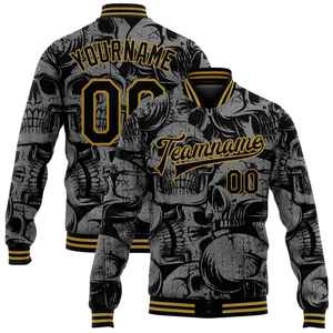 Men's Skull Pattern Varsity <b>Jacket</b> Custom Name Number Sublimation Print <b>Punk</b> Style Autumn Wear Regular Fit Turn-down Collar - Product Image 6