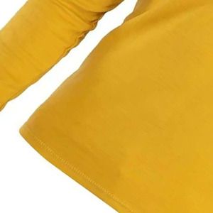 เสื้อยืดแขนยาวทรงเฮนลีย์ผู้ชายคุณภาพสูง ปี 2026 สีเหลืองล้วน สไตล์ลำลอง ผ้าถัก ทรงปกติ คอกลม โลโก้ด้านหน้า ผ้าฝ้าย 100% - Product Image 4