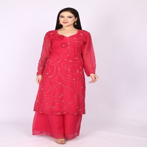 Premium Trendy 3pc Women Suit <b>set</b> Red colour with <b>Beads</b> and sequenced work Designed For Modern Women - Product Image 1