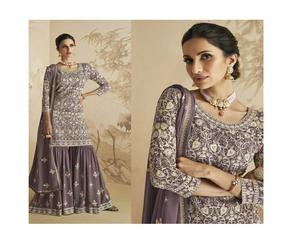 Conjunto de Vestido Gharara de Diseñador en Tela Fox Georgette con Detalles de Lentejuelas Bordadas, Incluye Palazzo y Dupatta - Product Image 6