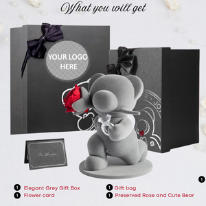 ELVROGEST SA Caja de Regalo con Oso de Peluche y Rosa Roja Preservada, Anillo de Joyería, Regalo Romántico de Lujo para San Valentín para Mujeres, Novias, Esposas - Product Image 4