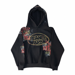 Sweat-shirt à capuche oversize pour homme, en molleton 100% coton, noir, style streetwear, avec motifs graphiques personnalisés, idéal pour l'hiver - Product Image 2