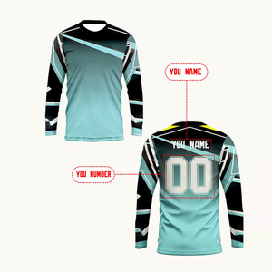 T-shirt sportif à manches longues, imprimé par sublimation, motif géométrique, col rond, coupe régulière, séchage rapide, en polyester tricoté, best-seller - Product Image 2