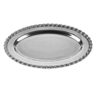 Plateau de service en acier inoxydable argenté pour la décoration de mariage, les dîners de luxe, les occasions festives et l'aménagement de la maison haut de gamme - Product Image 1