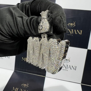 จี้เพชรโมอิสซาไนต์แบบเต็มเม็ด VVS ดีไซน์ตามสั่ง ตัวอักษรชื่อแบบ Iced Out จี้และชาร์มเงินแท้ 925 เครื่องประดับฮิปฮอป - Product Image 4