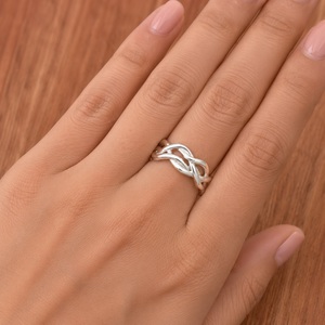925 Sterling <b>Silver</b> Rope Knot <b>Ring</b> Handmade Adjustable Stackable Band Fashion Jewelry for Women - Product Image 6