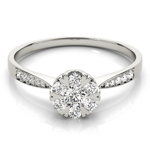 Bague de fiançailles en diamant de culture rond, motif floral, en or 10K 14K 18K, argent 925 935 plaqué rhodium, bague de mariage - Product Image 2