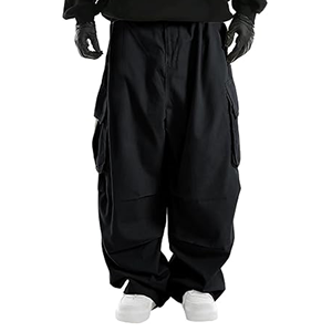 Pantalones Cargo Harem Negros para Hombre, Cintura Elástica, Múltiples Bolsillos, Estilo Urbano, Corte Holgado, Transpirables, Ecológicos y Ligeros - Product Image 1