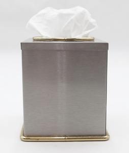 Boîte à mouchoirs carrée en métal finition argentée moderne, idéale pour les bureaux, les salles de réception, les salles de conférence et les postes de travail, en provenance d'Inde - Product Image 2