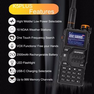 K5PLUS วิทยุสื่อสารแบบพกพา10W แฮมวิทยุระยะไกลชาร์จ USB-C ได้999 NOAA - Product Image 2