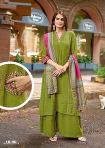 Barline Viscose Thread & Handwork <b>Kurti</b> with Vatican Bottom Barline Viscose Dupatta Pure chanderi Print - Product Image 5