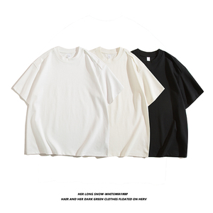 เสื้อยืดโอเวอร์ไซส์ผู้ชาย ผ้าฝ้าย 100% คอกลม แขนสั้น ผ้าถัก สกรีนโลโก้ได้ สไตล์ลำลอง สตรีทแวร์ - Product Image 1