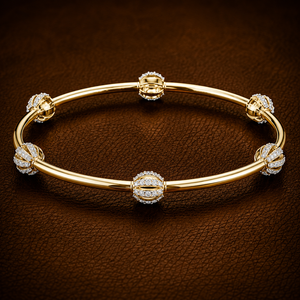 Round Brilliant Cut Lab Grown Diamond Multi Station <b>Bangle</b> DEF VVS 10K 14K <b>Solid</b> <b>Gold</b> Bridal Wedding Fine Jewelry For Womens - Product Image 1