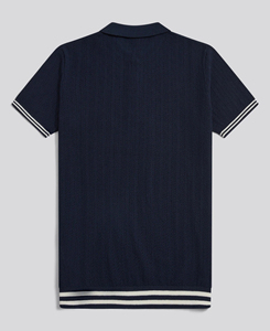 เสื้อโปโลผู้ชายสีกรมท่า แขนสั้น ผ้าถัก ทรงพอดีตัว ระบายอากาศได้ดี ดีไซน์ผ้าคอตตอนปิเก้ สีพื้น ขายดีประจำปี 2026 - Product Image 2
