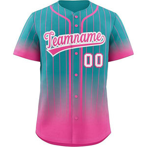 Men's Baseball Jersey Short Sleeve Striped Black Gray Gradient Sublimated Moisture Wicking Regular Fit Button Front - Product Image 3