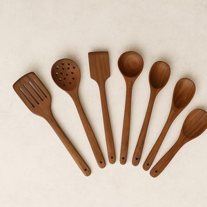 Ensemble de cuillères en bois de Sheesham fabriquées à la main |   Ustensiles de cuisine naturels marron style simple, sans danger pour les aliments, pour le camping - Product Image 3