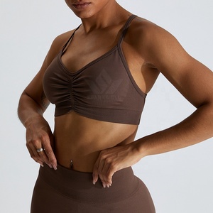 Women's Black 2 Piece Yoga Set Ruched Sports Bra High Waist <b>Flared</b> <b>Leggings</b> Seamless Stretch Activewear - Product Image 4