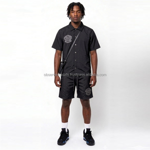 Conjunto de Chaqueta y Pantalones Cortos Impermeables a Cuadros para Hombre, Conjunto Deportivo Personalizado con Logotipo Bordado, Fabricante - Product Image 1