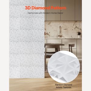 Set di 33 Pannelli 3D in PVC 11,81 X 11,81 Piastrelle Diamantate Minimaliste Moderne, Copertura 32 Piedi Quadrati, Decorazione Interna Effetto Marmo - Product Image 2