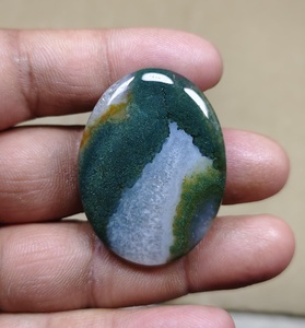Cabujón de Cuarzo Ágata Musgosa Natural Verde, Piedra Ovalada Facetada Suelta para Joyería - Product Image 4