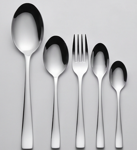 Ensemble de couverts minimalistes en acier inoxydable, finition miroir haute brillance, passe au lave-vaisselle, couverts de table pour mariage, cuillères, fourchettes - Product Image 1