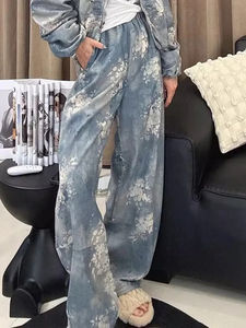 Nouveau pantalon décontracté pour femme automne, style streetwear, en cuir véritable de mouton, taille haute élastique, pantalon large tendance pour femme - Product Image 5