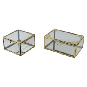 Glass Metal Combo Design Jewelry Storage Box Gold Finishing Dry Fruits Serving Box Metal <b>Bins</b> Storage Containers Jar - Product Image 1