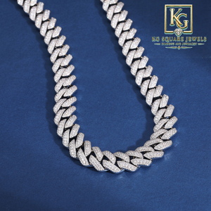 Collar de cadena tipo Curb con incrustaciones de moissanita para hombre, chapado en rodio, joyería hip hop, plata de ley 925 - Product Image 1