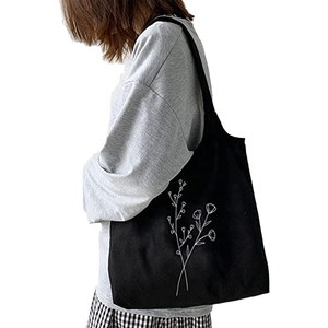 Sac fourre-tout en toile de coton uni avec logo personnalisé, faible MOQ, vente en gros, motif lettres - Product Image 1