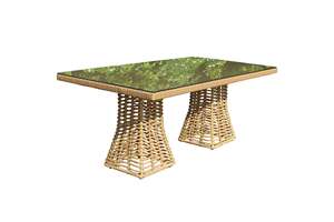 Natural-Look PE Bamboo Dining Chair and Table Set with Aluminum Structure - Product Image 4