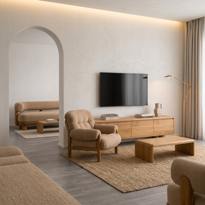 Modern Upholstered <b>Wood</b> <b>Frame</b> <b>Sofa</b> Living Room Lounge Furniture with Solid <b>Wood</b> Base for Hotel Apartment Villa Interior - Product Image 3