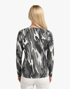 Camiseta de manga larga de camuflaje para mujer, estampado personalizado, calidad premium, transpirable, informal, de algodón, para mujer - Product Image 2