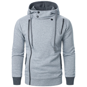 Sudadera con Capucha Gris para Hombre, Corte Ajustado, Estilo Otoñal, Diseño con Cierre, Tejido de Felpa Francesa, 100% Algodón - Product Image 1